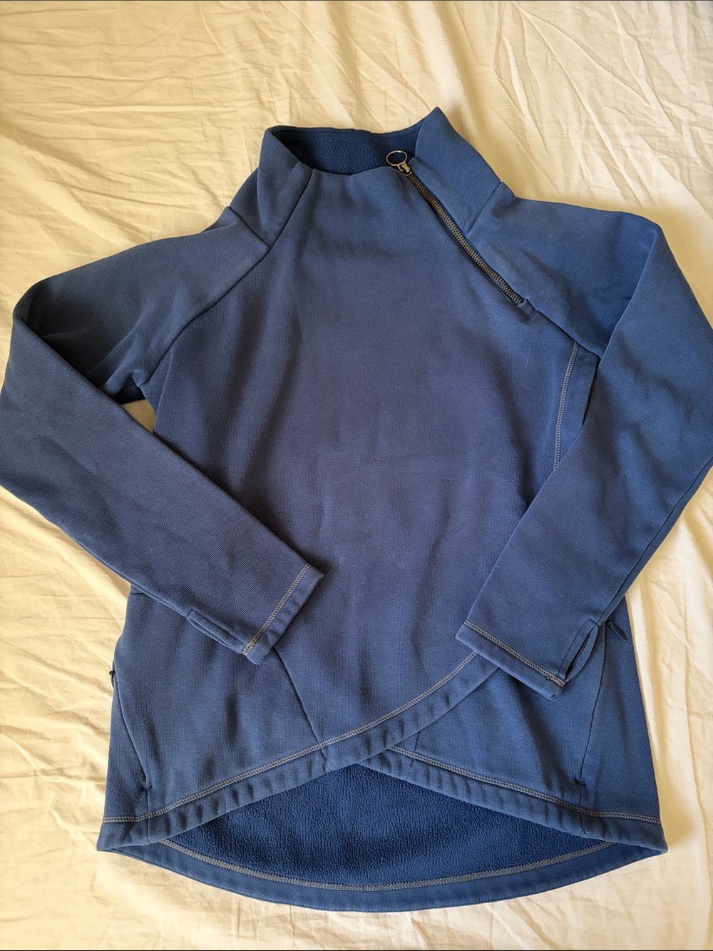 Athleta Navy Asymmetrical Zip Pullover Sz XS